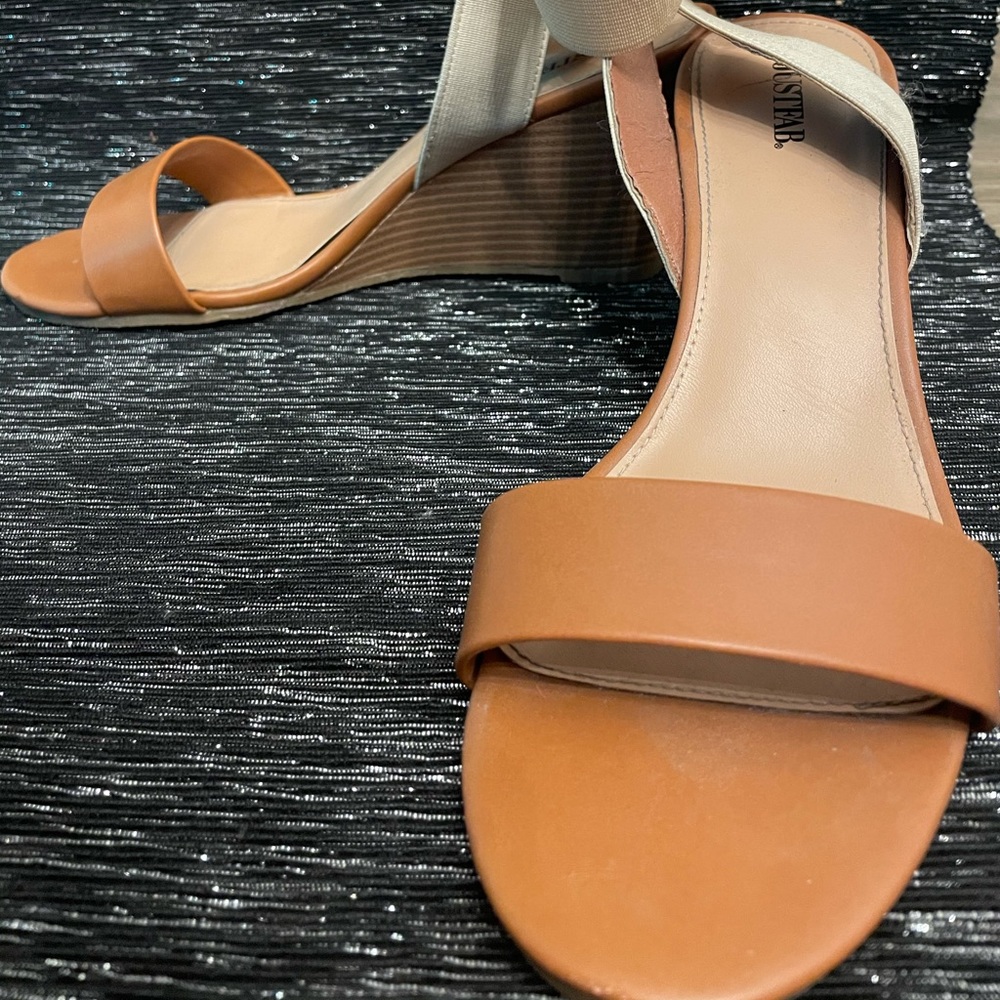 Tan block heel sandals